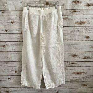 J. Jill Love Linen White Linen Wide-Leg Pants Size Small Cropped